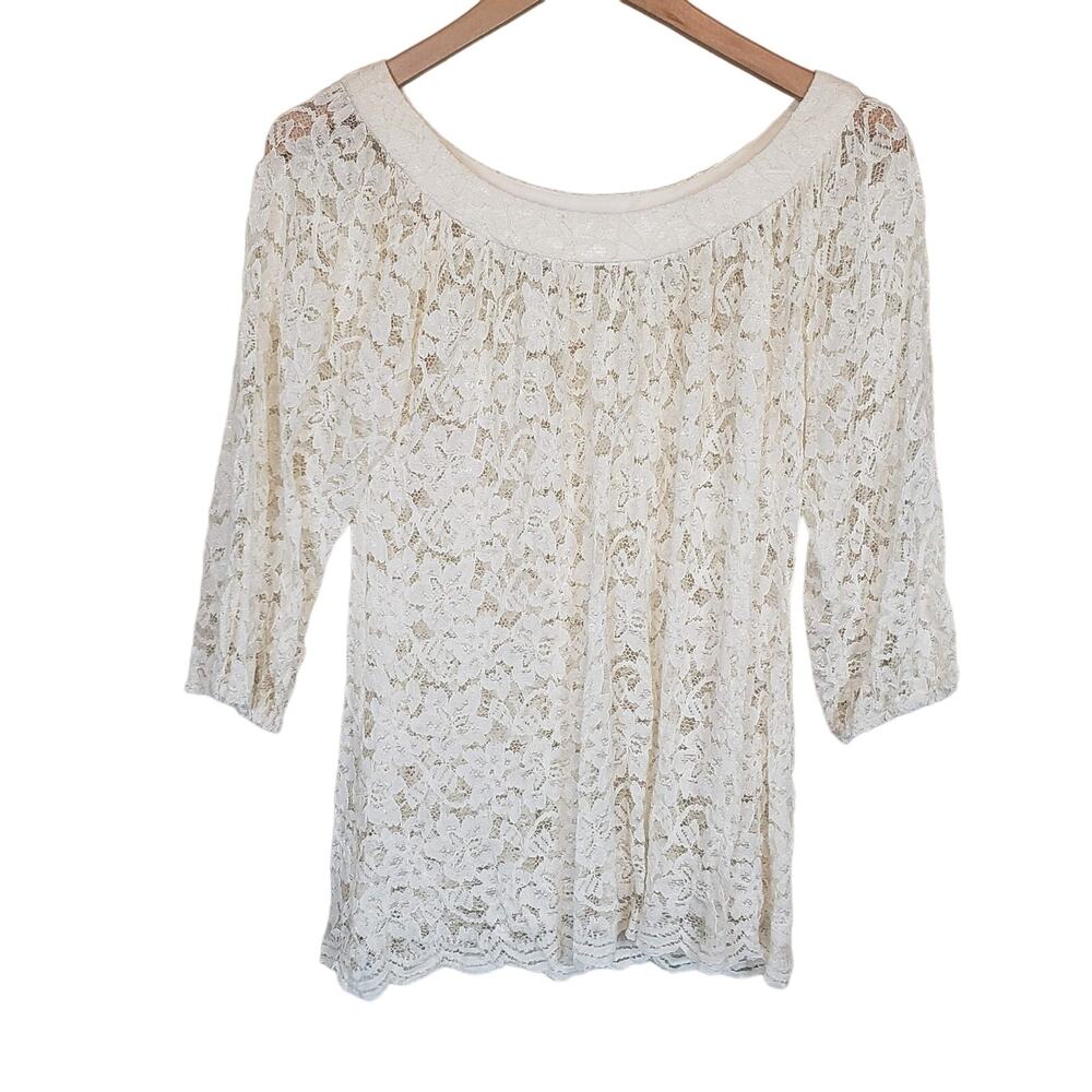 Diane Von Furstenberg Elisabetta Sheer Lace‎ Blouse Women's 4